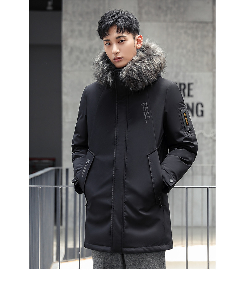 鸭鸭 男士 商务系列 貉毛大领 90白鸭绒羽绒服 图11