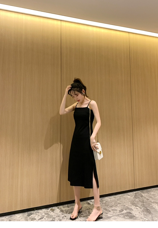 Đầm đen nữ váy mùa hè nhỏ 150cm eo thon gợi cảm váy dài khí chất một chữ váy đen nhỏ - Sản phẩm HOT