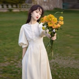 Летняя белая длинная юбка, платье, французский стиль, яркий броский стиль