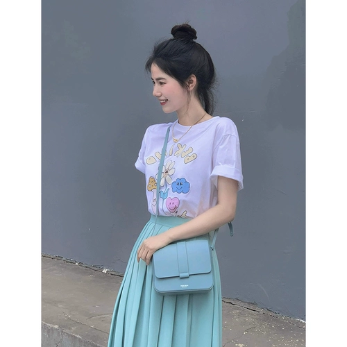 Летняя модная футболка, юбка, комплект, изысканный стиль