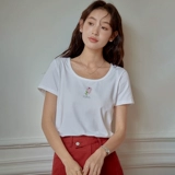 原水 Летняя белая короткая футболка с коротким рукавом, 2023, в западном стиле