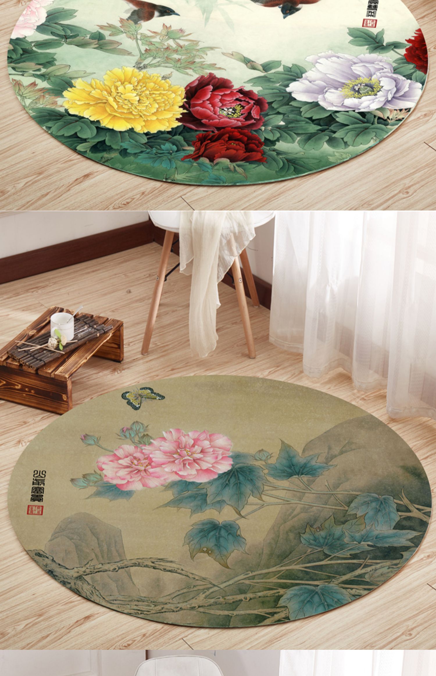Trung Quốc thảm tròn phòng khách phòng ngủ yoga mat cloakroom retro phong cách Trung Quốc thảm chống trượt có thể giặt - Thảm thảm trải sàn văn phòng