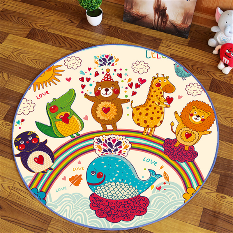 Phim hoạt hình tròn phòng ngủ trẻ em phòng mat lều máy tính ghế xoay ghế đệm dễ thương cloakroom mat - Thảm thảm trải sàn khổ lớn