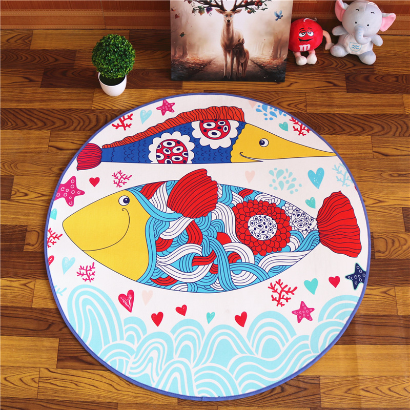 Phim hoạt hình tròn phòng ngủ trẻ em phòng mat lều máy tính ghế xoay ghế đệm dễ thương cloakroom mat - Thảm thảm trải sàn khổ lớn