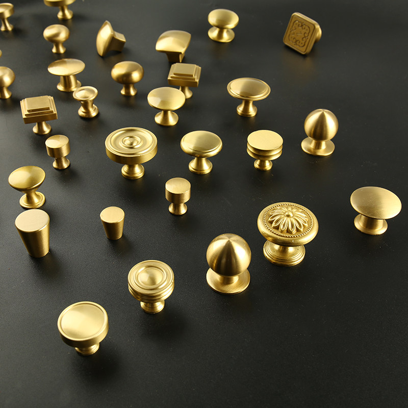 pure copper all-copper integral cabinet small handle drawer door handle cabinet door modern minimalist solid gold bronze color single-hole handle