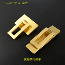  New Chinese style handle Solid wood cabinet door Furniture door handle Pure copper wardrobe handle Brass cabinet drawer handle