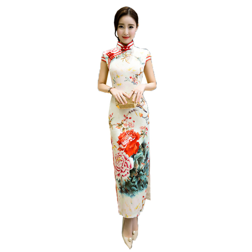 Chinese Dress Qipao for women new girl show cheongsam long style young woman temperament fashion retro improved Chinese style dress