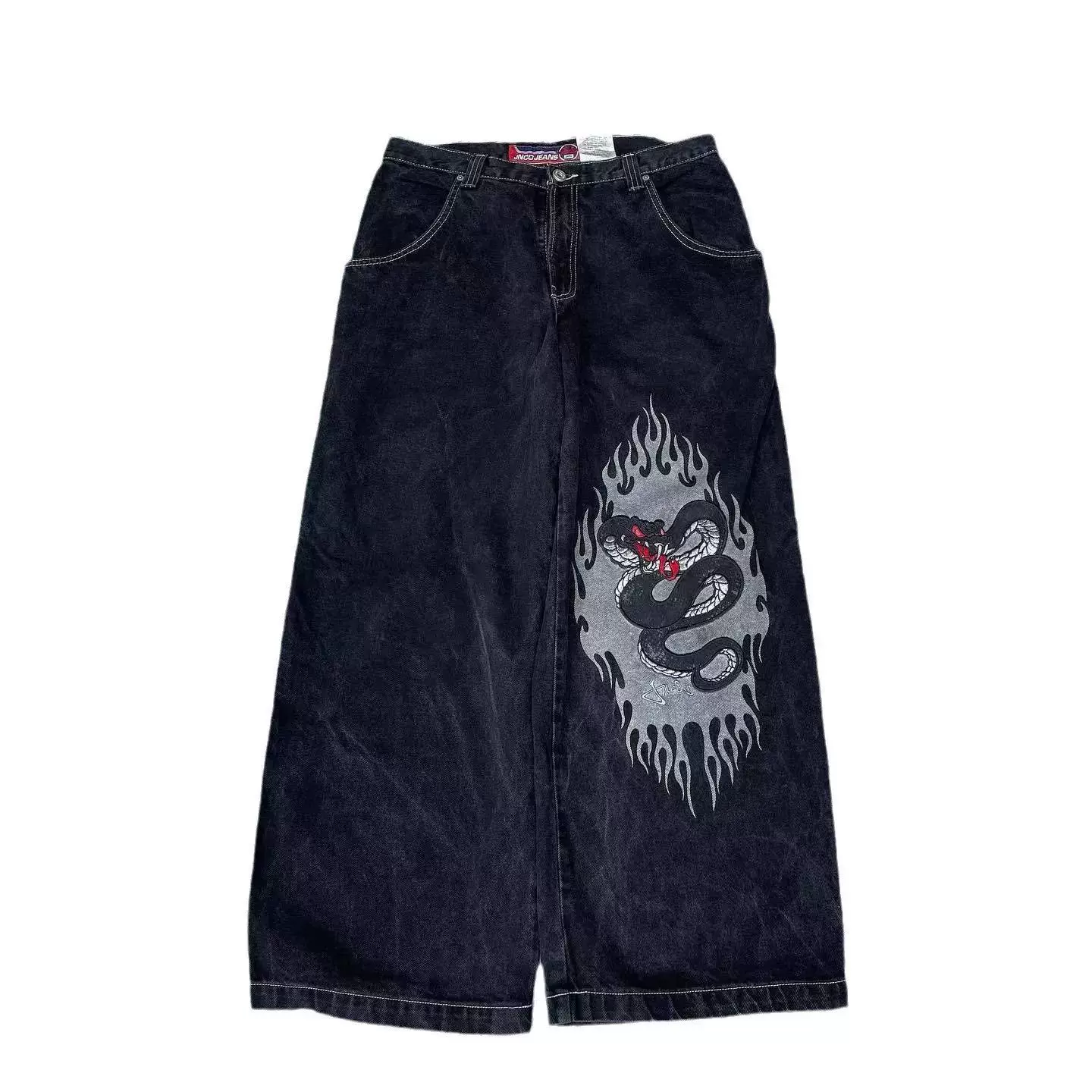 Джинсы JNCO Y2K японский стиль 2000-х, широкий мешковатый крой, размеры 28–34 (талия 72–85 см)