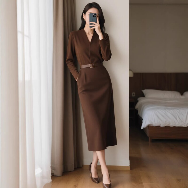 Celison Kloe 2026 Spring New Women's Fashion French High-Waisted Dress for Urban Commuting