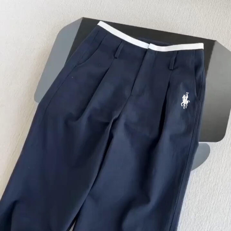 Little Horse Embroidery Navy Blue High-Waisted Color-Block Waistband Straight-Leg Suit Pants for Women 2026 Summer Draped Wide-Leg Casual Pants Little Horse Embroidery Navy Blue High-Waisted Color-Block Waistband Straight-Leg Suit Pants for Women 2026 Summer Draped Wide-Leg Casual Pants