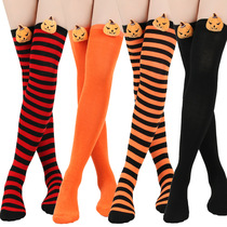 Pumpkin Devil Socks Halloween Doll Socks Cross-border Knee Socks Female European and American Party COS Play Striped Stockings
