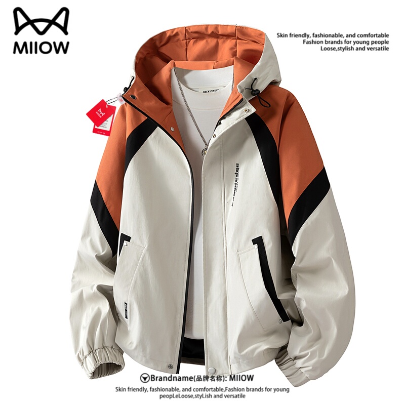 Wearable 150kg / Catman American-Style Plus-Size Color-Block Jacket for Couples, Windproof and Water-Repellent, Spring and Autumn Hooded Softshell Jacket Wearable 150kg / Catman American-Style Plus-Size Color-Block Jacket for Couples, Windproof and Water-Repellent, Spring and Autumn Hooded Softshell Jacket