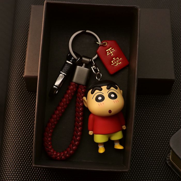 Creative Car Key Crayon Shin-Chan Keychain Backpack Pendant Cute Cartoon Chain Key Ring Personalized Birthday Gift