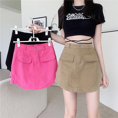 taobao agent Summer denim skirt, pants, fitted mini-skirt, plus size, high waist, A-line