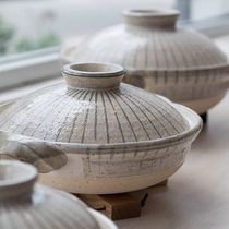 Japan Import Long Valley Garden Iga burnt earth pan Lieuw ten straw earth pan Saucepan Soup Stew of Cooked Porridge Insulated Casserole