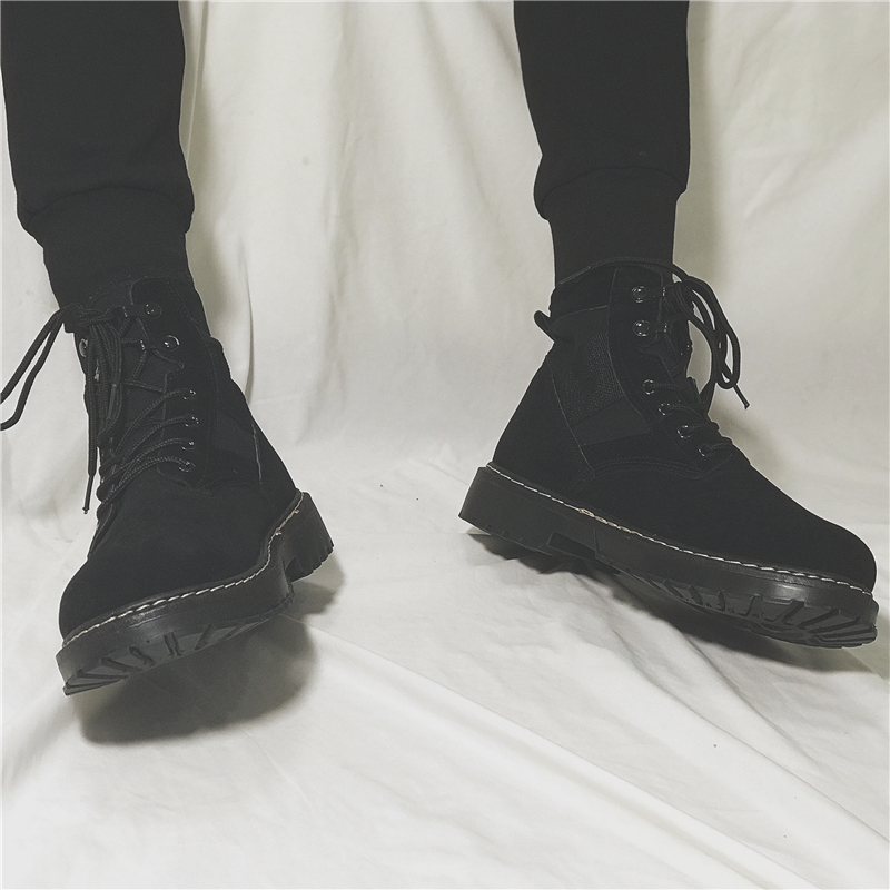 Martin boots men's summer new style to help casual boots Korean version of the retro leather boots high help tooling students trend men's shoes