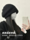 Hats for women, Korean version, versatile ins trendy knitted woolen hat, black thickened, warm, face-showing, small, big, round head cap