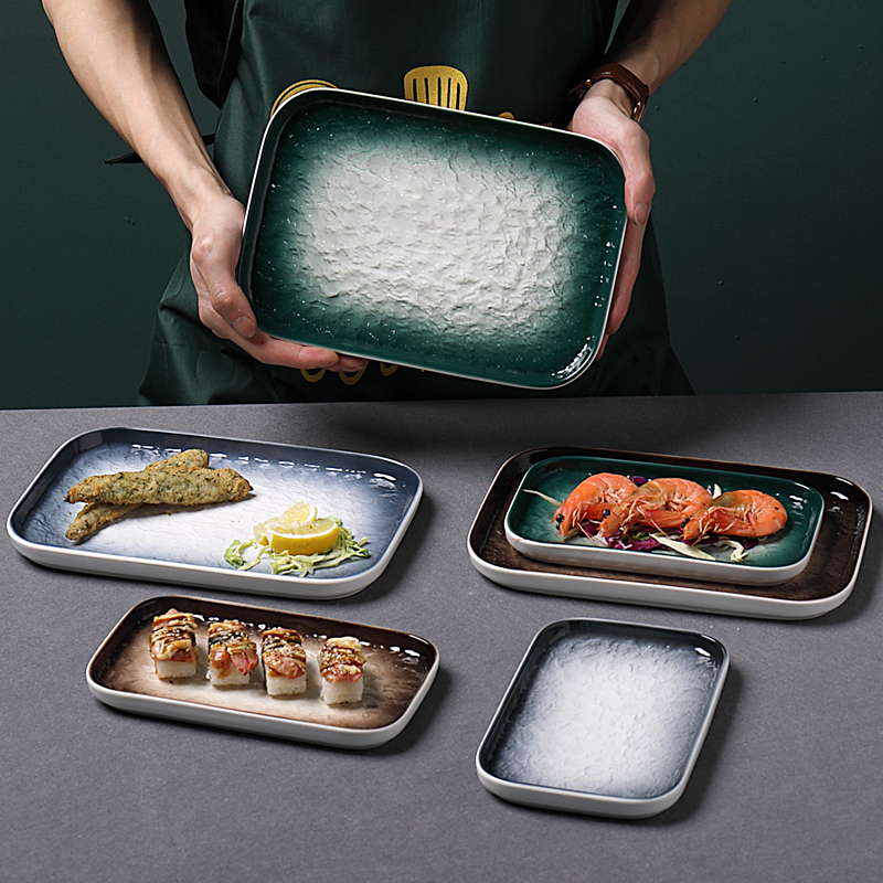 Day Style Creative Rectangular Sushi Pan Home Dinner Plate Hotel Ceramic Cutlery Snack Dish dish Western Dish Hot Pot