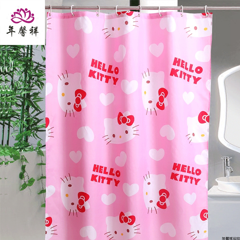 Pink Hello Kitty Shower Curtain, Mouthless Kitty Cat Partition Shower Curtain, Thickened Waterproof and Mildew-Proof Curtain, Kt Free Shipping Pink Hello Kitty Shower Curtain, Mouthless Kitty Cat Partition Shower Curtain, Thickened Waterproof and Mildew-Proof Curtain, Kt Free Shipping