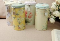 Full of flowers tinplate with lock round storage tank desktop storage tank piggy bank piggy bank