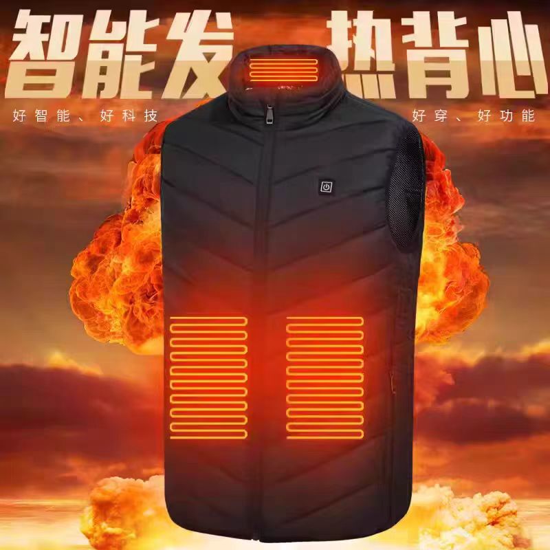 Intelligent Electric Heating Vest, Temperature-Controlled Heating Clothing, Warm Cotton Clothing, V-Neck down Cotton Vest for Middle-Aged and Elderly People, Rechargeable for Winter