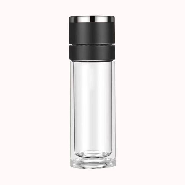 One-click opening car double-layer glass men's office insulated water cup tea cup quick opening tea separation cup