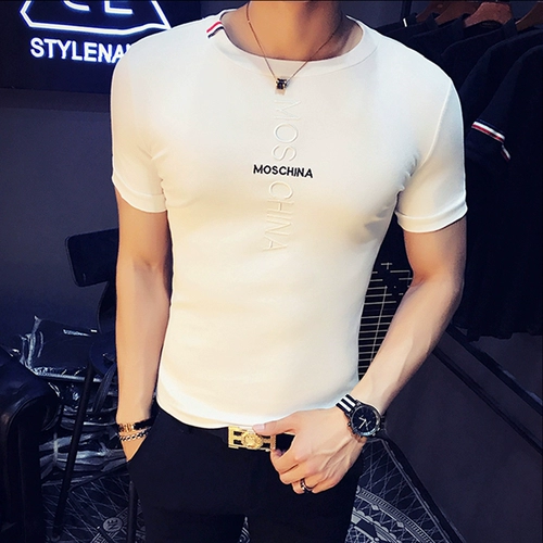 Летняя трендовая спортивная приятная телу футболка с коротким рукавом, в корейском стиле