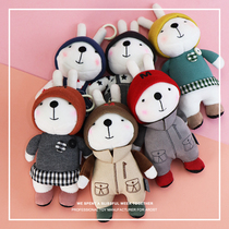 Keychain female cute plush bunny schoolbag couple doll pendant car pendant car hanging couple backpack accessories