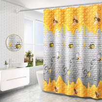 Shower curtain set Mildew proof waterproof thickened bathroom curtain partition curtain Bathroom curtain Polyester cloth hanging curtain free hole