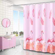 Thickened waterproof polyester cloth shower curtain mildewproof European bathroom partition curtain Bathroom curtain hanging curtain Bathroom shower curtain