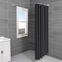 Non-perforated shower curtain rod Telescopic rod curved bathroom Bathroom partition curtain hanging curtain waterproof and mildew shower curtain set
