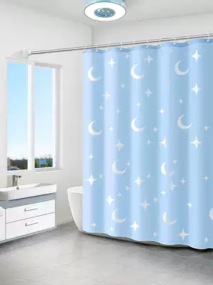 Powder room bathroom shower curtain waterproof cloth bath curtain hanging curtain mildew curtain partition window shower kit punch-free
