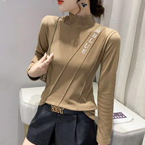 Tide Cards 2022 Autumn Winter New Comfort Ed Suede Thickened Blouses Jacket Foreign Air Half Height 100 hitch long sleeve T-shirt woman