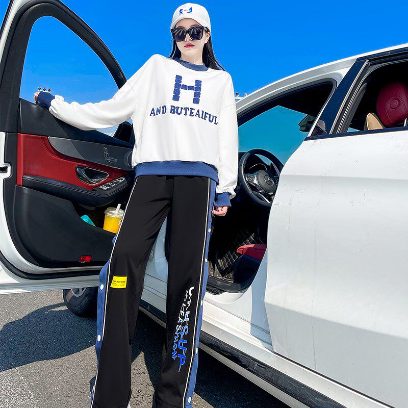 Tide Cards 201 Autumn Winter New Fashion Suit Foreign Pie Loosewear 100 Hitch Slim Leg Pants Two Sets