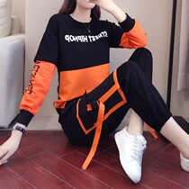 Tide Card Casual Sports Suit Women 2022 Autumn Winter New Ocean Air Weight Reduction Fashion Vee Outdoor Fitness Two Sets