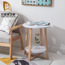 Nordic small round table Simple coffee table Creative home sofa corner Living room household balcony tea table simple double layer