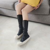 ro boots one-foot thick-bottomed elastic mid-tube boots milk fragrance increased thick-bottomed all-match thin goddess leather summer short boots