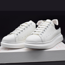 Spring new McQueen Mickey shoelaces luminous laser classic white shoes mens leather high version thick-soled shoes