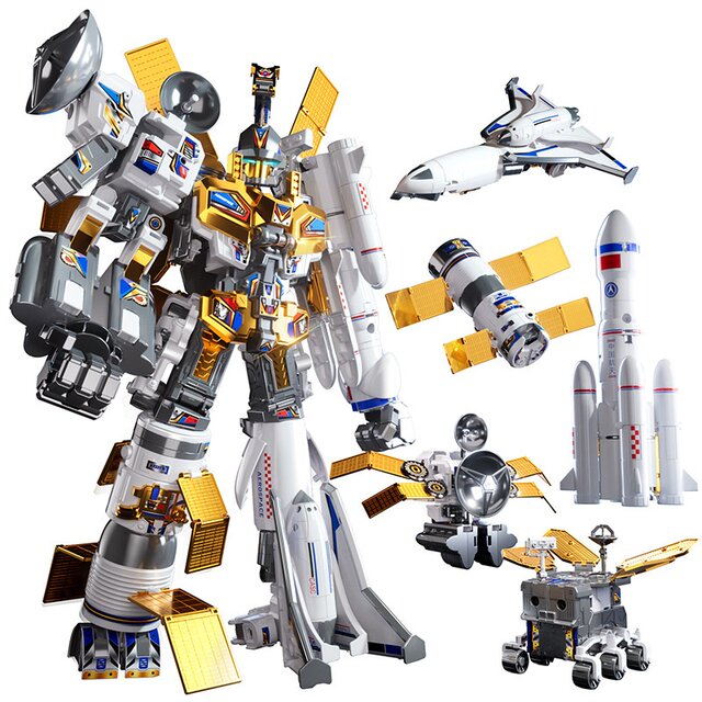 Space shuttle deformation robot splicing toy educational boy rocket lunar rover children's boy gift