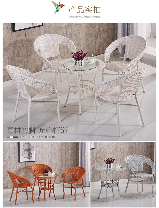 Bàn ghế ngoài trời Wicker ghế năm mảnh bàn ăn ban công bàn ghế mây khách sạn đồ nội thất sân vườn bàn ghế nhựa - Bàn ghế ngoài trời / sân bộ bàn ghế uống trà ngoài trời