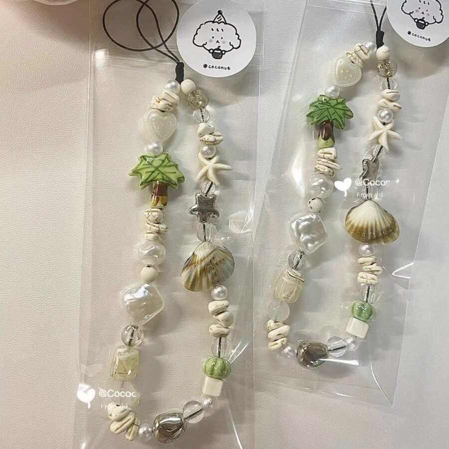 夏日链条清新串珠手机挂饰，让你的手机链不再单调！✨