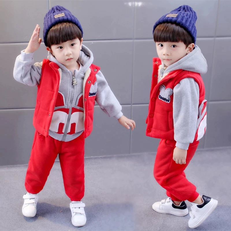Baby cộng nhung dày set đồ cho bé gái áo len trẻ em ba mảnh mùa đông bé trai mùa đông 2018 quần áo trẻ em mùa đông quần lót trẻ em