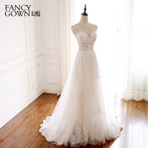 Fantasy New Light Gauze Sen Travel Pat Vest Flesh Color Beauty Back Sheer Yarn Side Lace Small Trail Wedding Dress