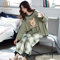 Pure Xi pajamas womens spring and autumn pure cotton long-sleeved sweet and lovely Japanese home clothes autumn and winter two-piece suit 2021 new