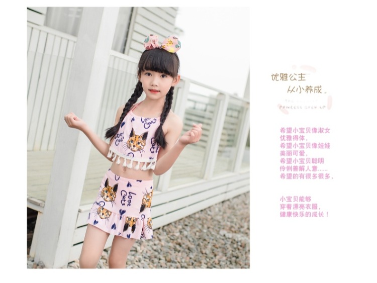 Bộ đồ bơi nữ chia tay áo hai dây kiểu váy tam giác lớn cho bé gái Đồ bơi bé nhỏ mặc bikini tươi - Bộ đồ bơi của Kid đồ bơi cho trẻ