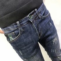 2021 Summer Scratch Slim Nine Denim Teens Korean Joker Mens Thin Pencil Pants Tide