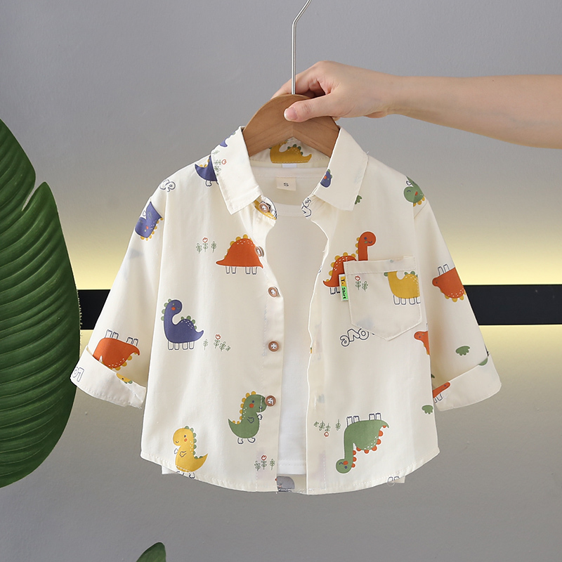 Boys' Shirts 2026 Spring and Autumn New Children's Jackets Summer Style Toddler Cartoon Long-Sleeve Baby Pure Cotton Shirt Type a Boys' Shirts 2026 Spring and Autumn New Children's Jackets Summer Style Toddler Cartoon Long-Sleeve Baby Pure Cotton Shirt Type a