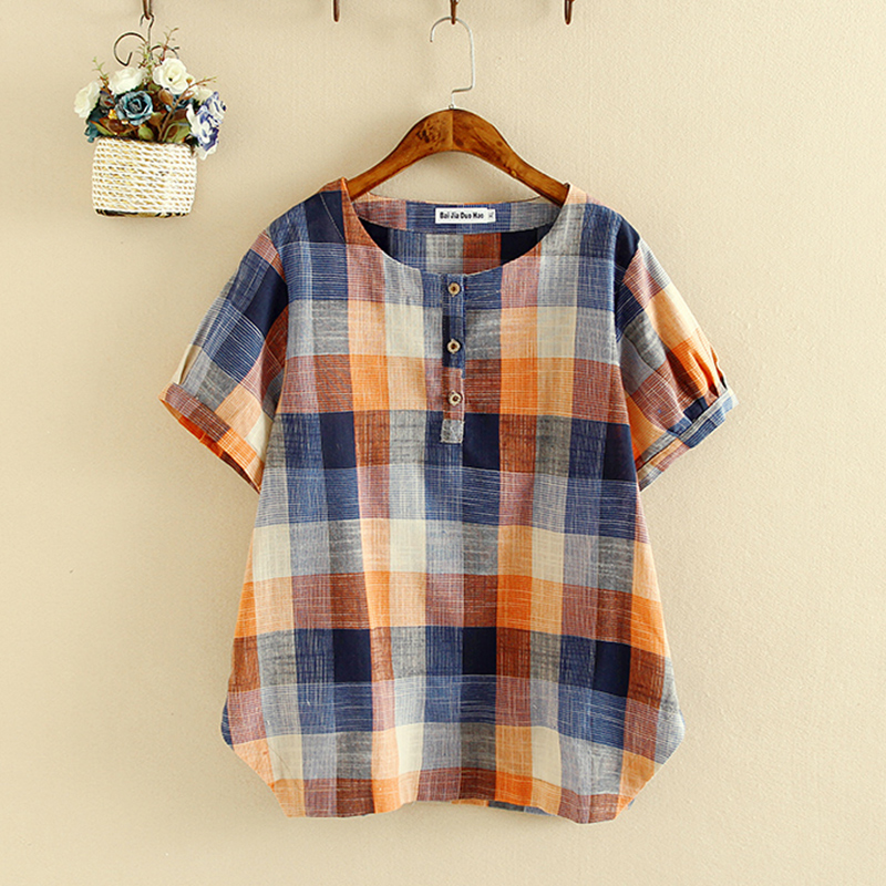 Middle-aged and elderly women's clothing fat mother summer clothing 2020 new short-sleeved T-shirt women plus fertilizer plus size mother cotton and linen short-sleeved