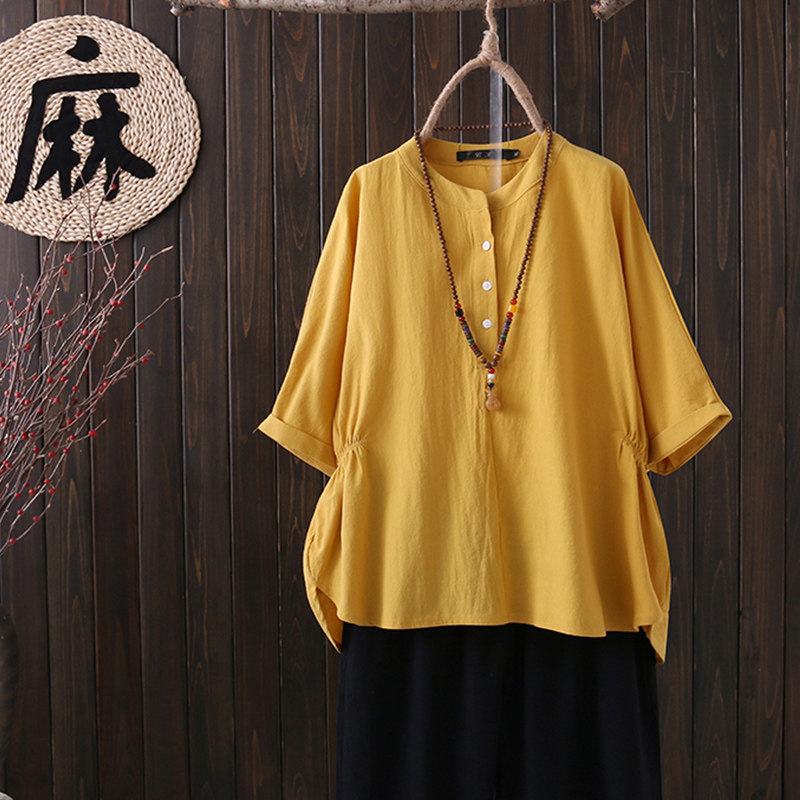 Mid-aged women's clothing 2022 new summer T-shirt female loose mother dress for spring and summer hit undershirt with short sleeve blouses