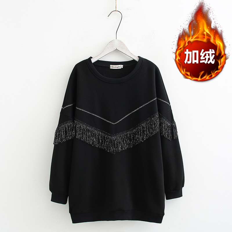 Middle-aged and elderly plus-size women's winter clothing 2023 new fleece sweater 200 catties loose fat mother foreign style bottoming shirt